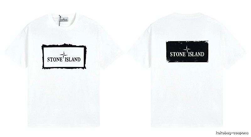 Stone Island Printed Street Style White Short Sleeve T-Shirt