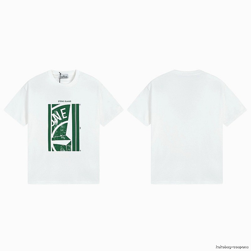 Stone Island Printed Street Style White Short Sleeve T-Shirt
