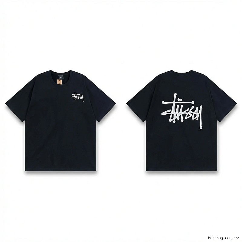 Stussy basic style simple black T-shirt