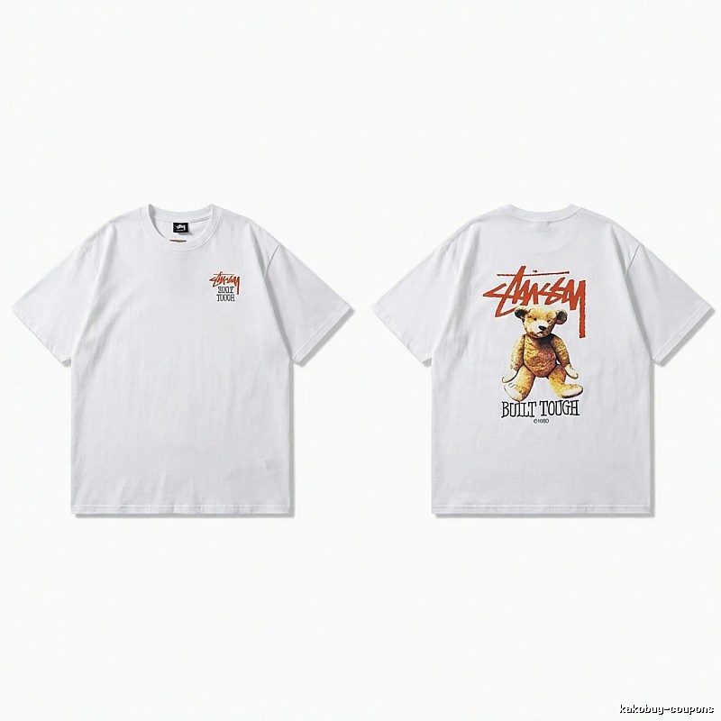 Stussy bear print white T-shirt