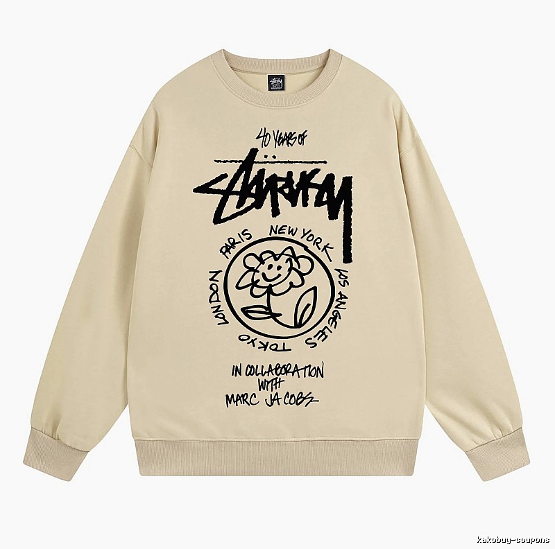 Stussy Beige Style 539 Graphic SweatShirt Travel Pack