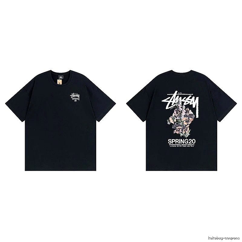 Stussy Black Spider Graphic T-Shirt Warm Weather Logo
