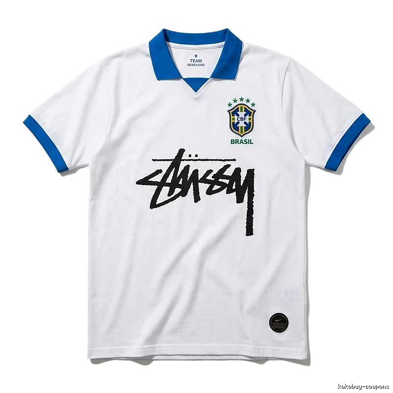 Stussy Brazilian Style White and Blue Short-sleeve Shirt