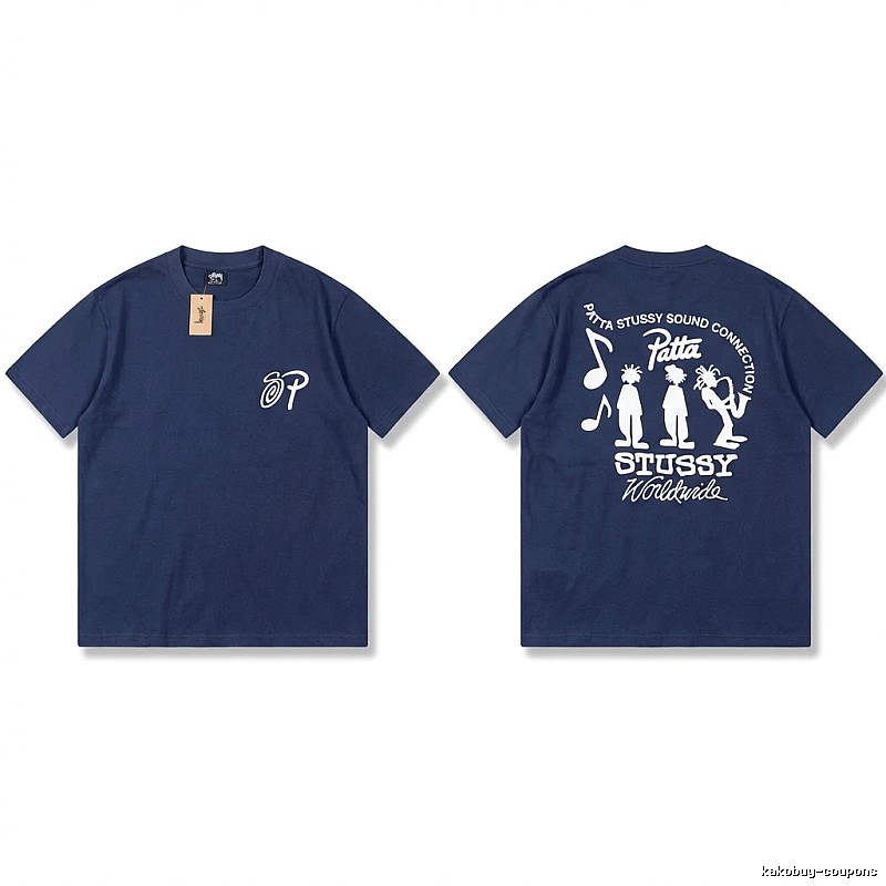 Stussy Co-branded Hip-hop Style Navy Blue T-shirt