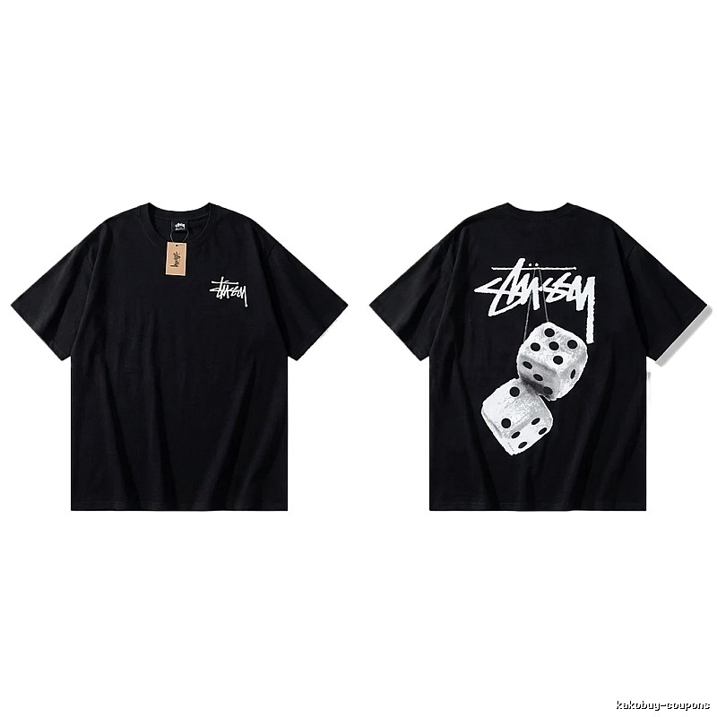 Stussy Dice Trendy and Cool Style Black T-shirt