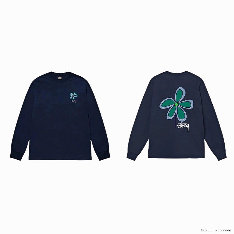 Stussy Floral Series Casual Style Navy Long-Sleeve