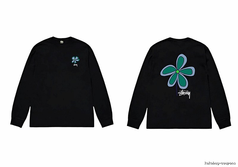 Stussy Flower Print Black Long-Sleeve