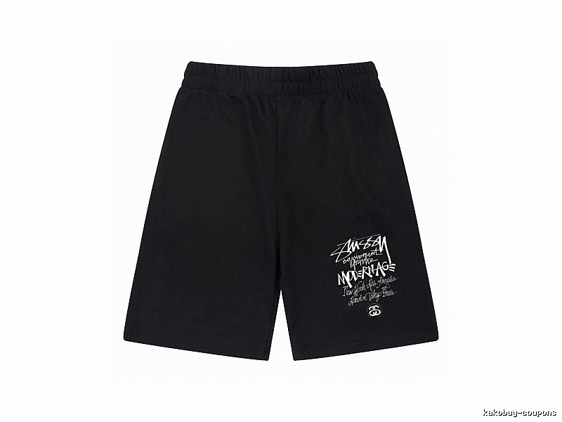 Stussy graffiti-style black shorts