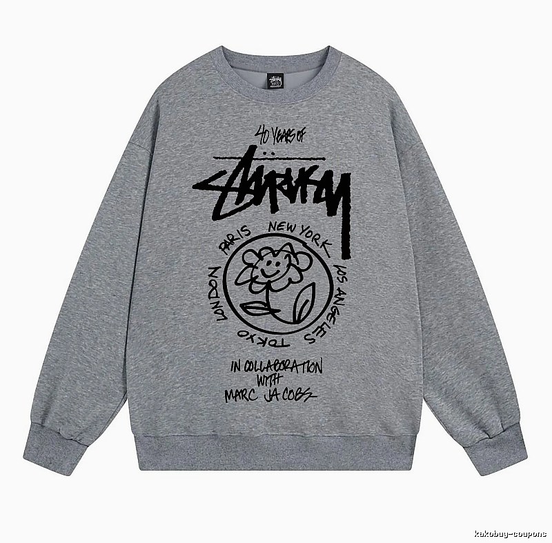 Stussy Gray Style 539 Graphic SweatShirt Minimal Look