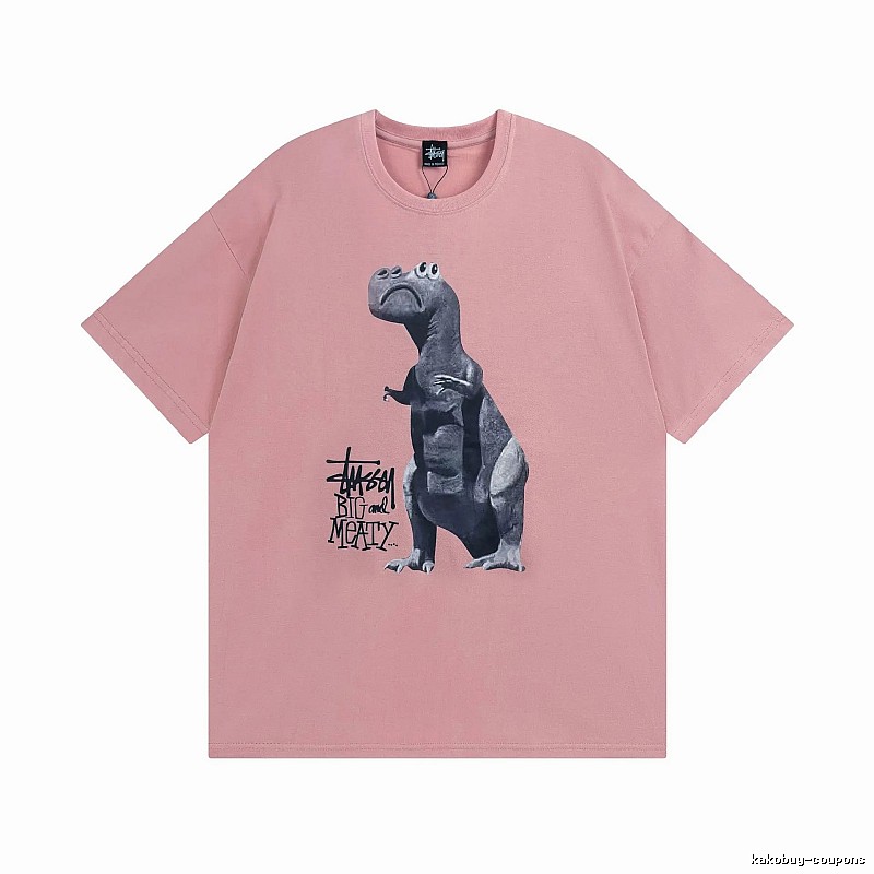 Stussy Pink Spider Graphic T-Shirt Easy Pairing Logo