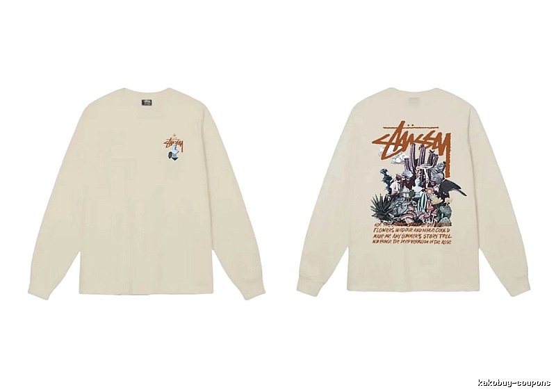 Stussy Print Retro Style Long-Sleeve (Off-White)