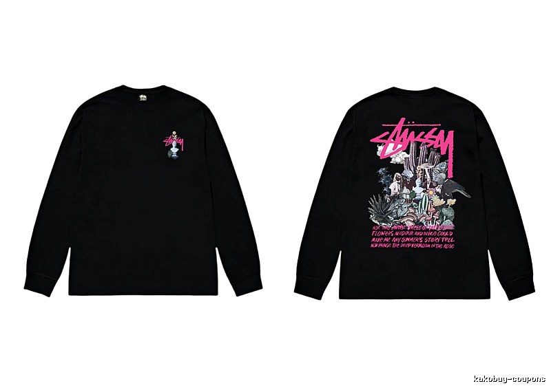 Stussy-printed trendy black T-shirt