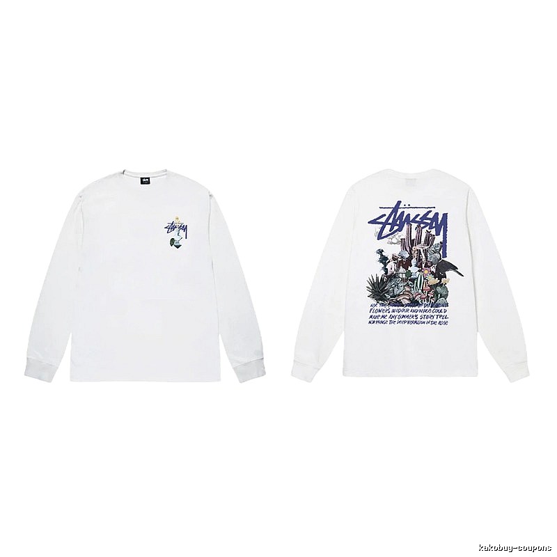 Stussy printed trendy white long-sleeve