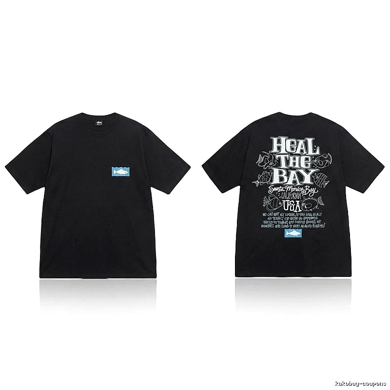 Stussy retro-style black short-sleeve