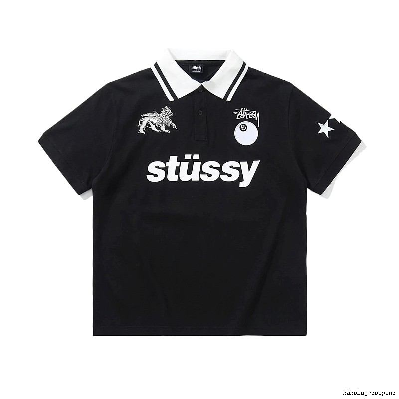 Stussy Trendy Style Black Polo Shirt
