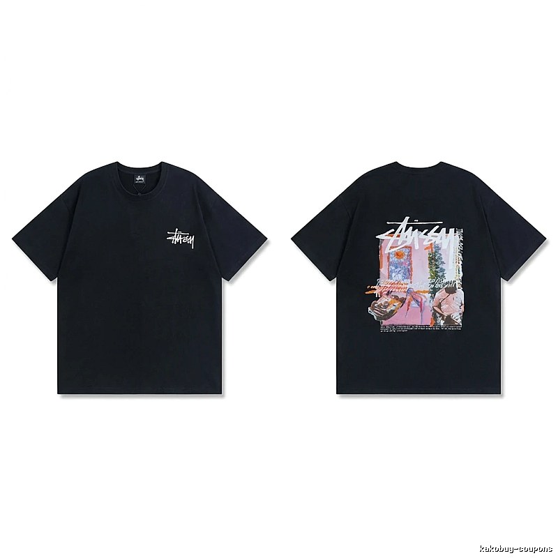 Stussy trendy style black T-shirt