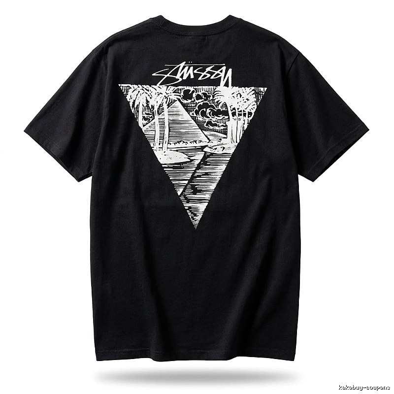 Stussy triangle print style black T-shirt