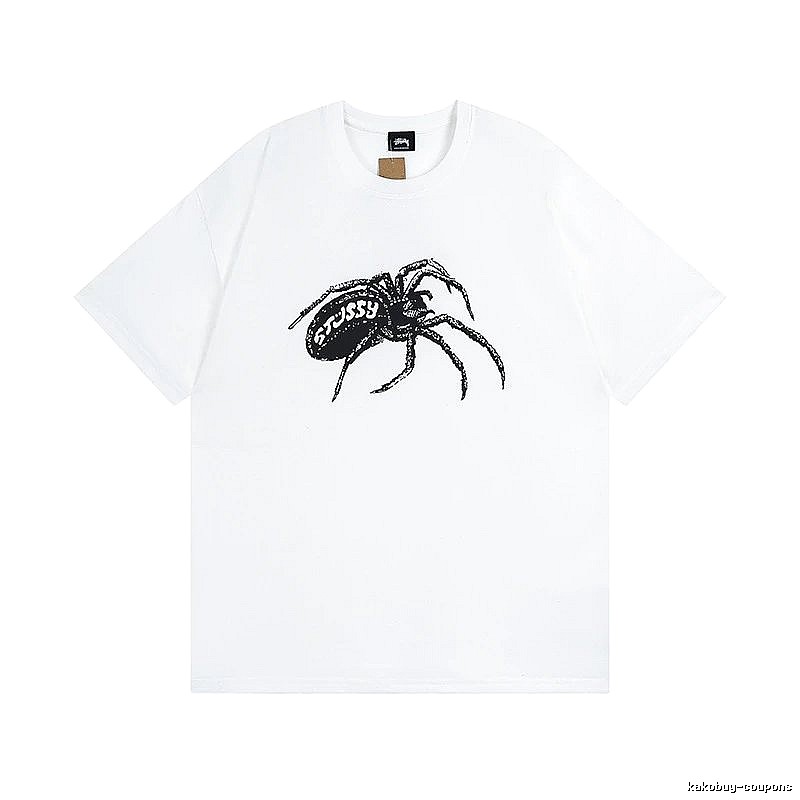 Stussy White Spider Graphic T-Shirt Daily Styling Logo