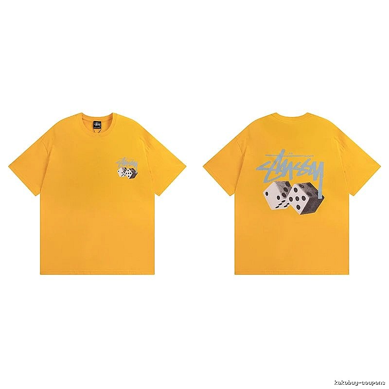 Stussy Yellow Spider Graphic T-Shirt Summer Styling Logo