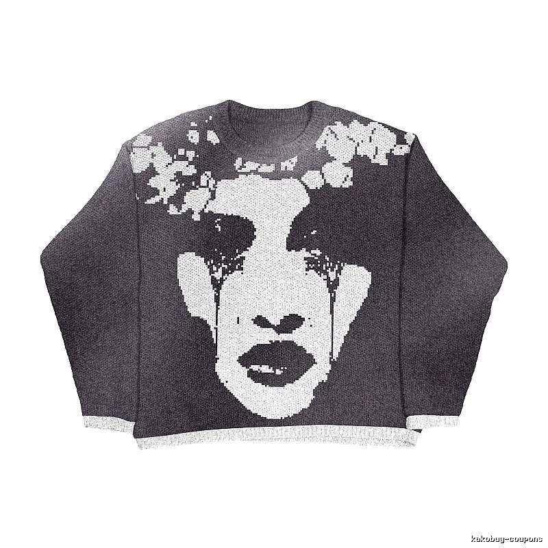 Summer Anime graphic sweater Black Knit Top with Clean Finish