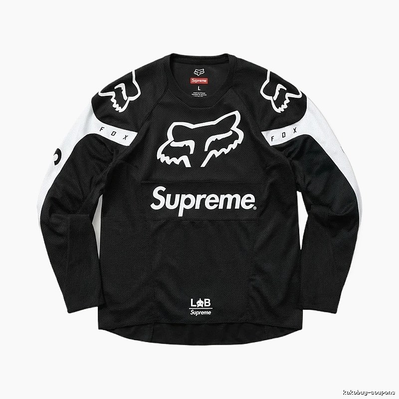 Supreme black and white trendy long-sleeved shirt