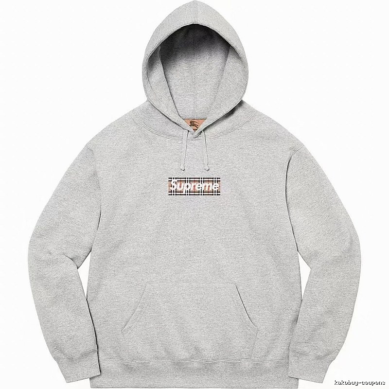 Supreme Logo Detail Logo hoodie Gray Red Oversized with Functional Detail