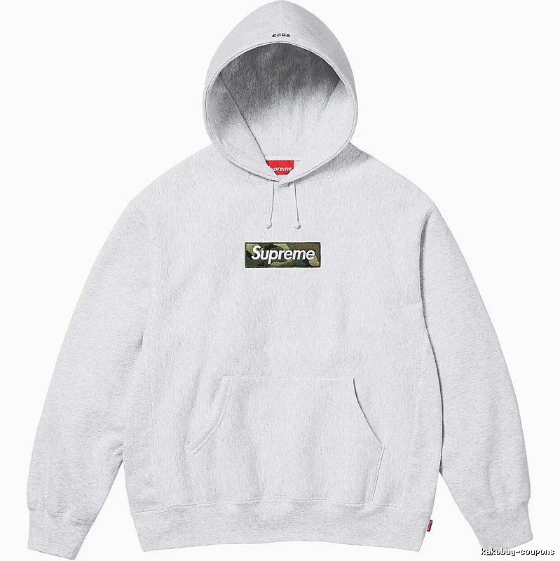 Supreme Patterned Logo hoodie Gray Red Oversized with Polished Detail