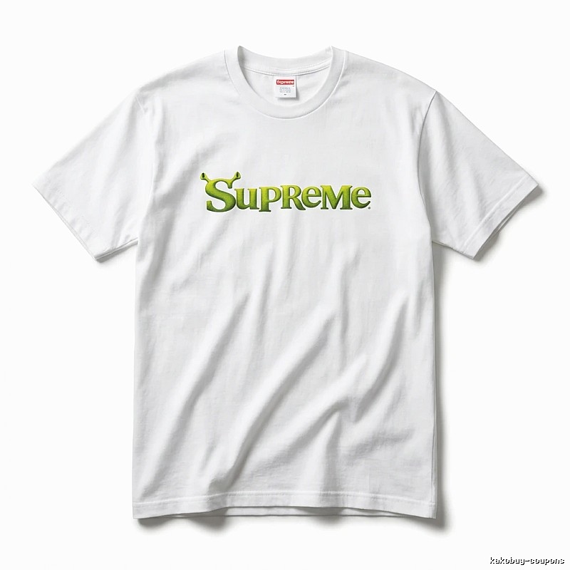 Supreme-printed trendy and cool white T-shirt