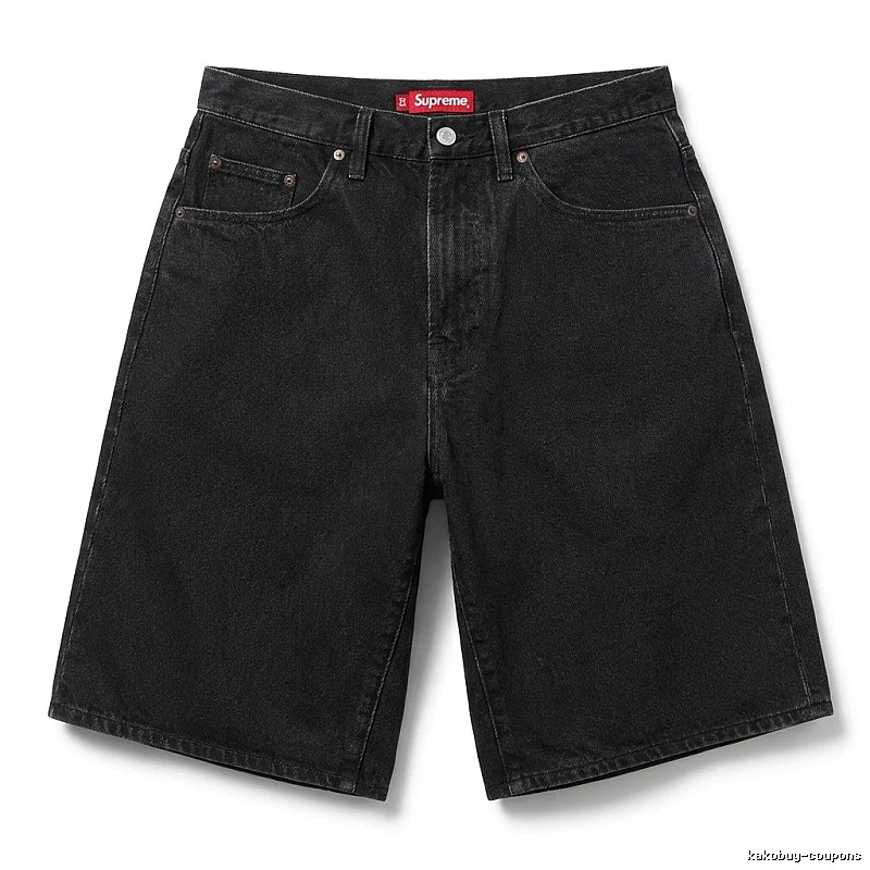 Supreme retro-style black denim shorts