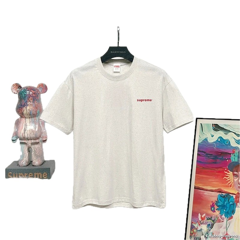 Supreme Small Logo Street Style Heather Gray T-Shirt