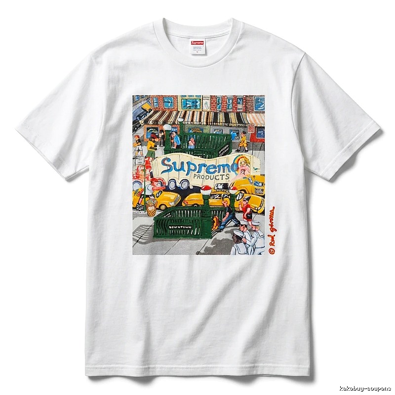 Supreme street style white T-shirt