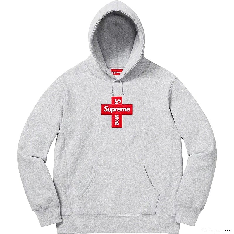 Supreme Streetwear Logo hoodie Gray Red Oversized with Logo Accent