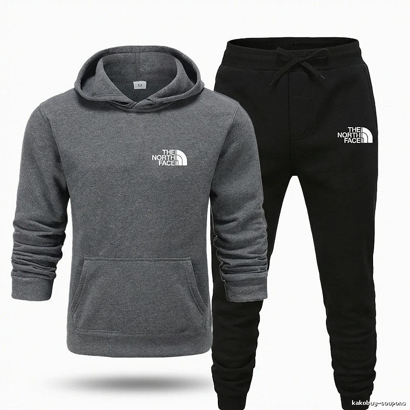 The North Face Simple Gray and Black Sportswear Set