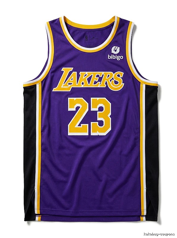 The retro-style No. 23 jersey of the Los Angeles Lakers.
