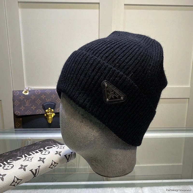 Travel Packing Prada Knit Beanie with Black Finish