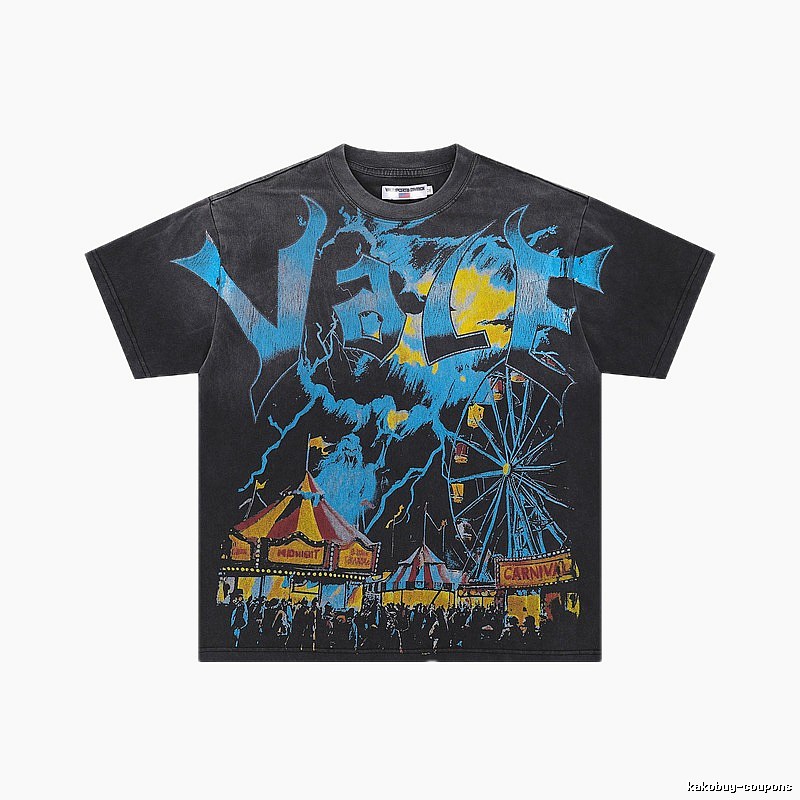 Valley Carnival Vintage Style Distressed Black T-Shirt