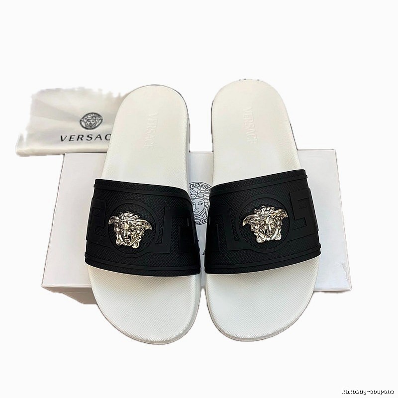 Versace Medusa Luxury Style Black and White Slide Sandals