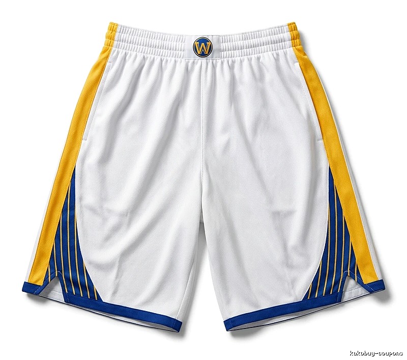 Warriors' Curry's white, yellow and blue shorts