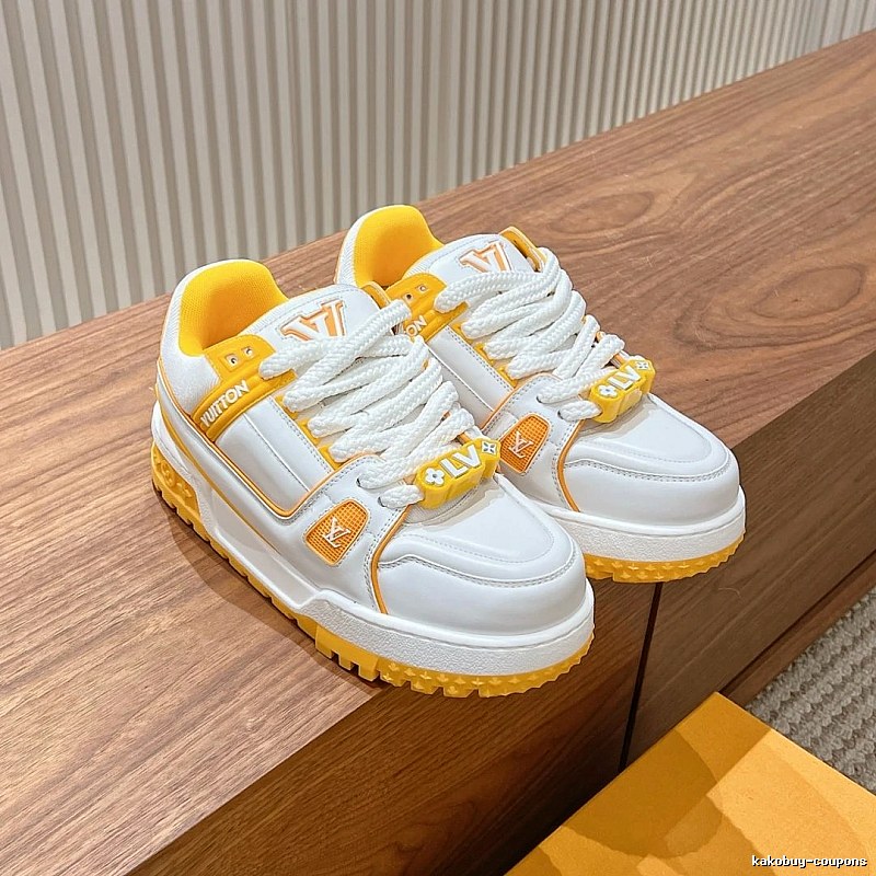 White Louis Vuitton Yellow Low-top Sneaker for Streetwear Looks